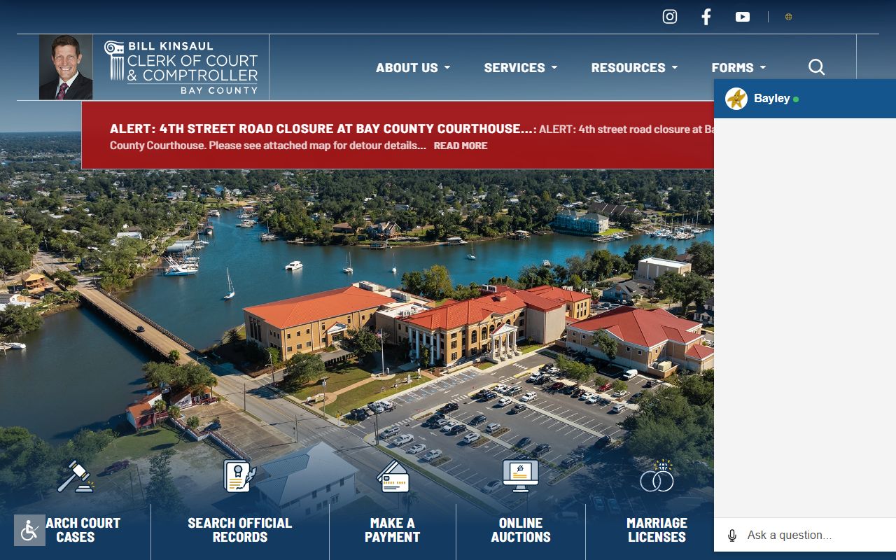 Bay County dissolution of marriage records source screenshot