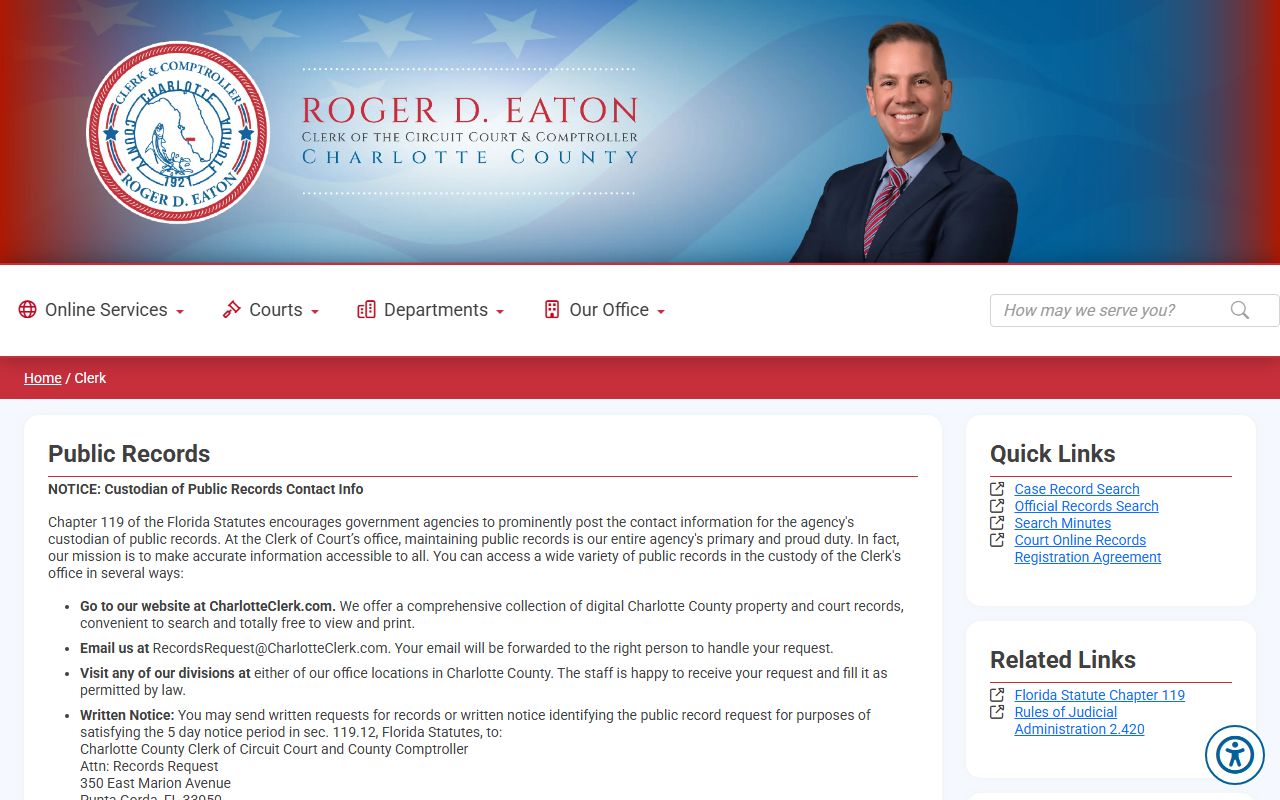 Charlotte County dissolution of marriage records source screenshot