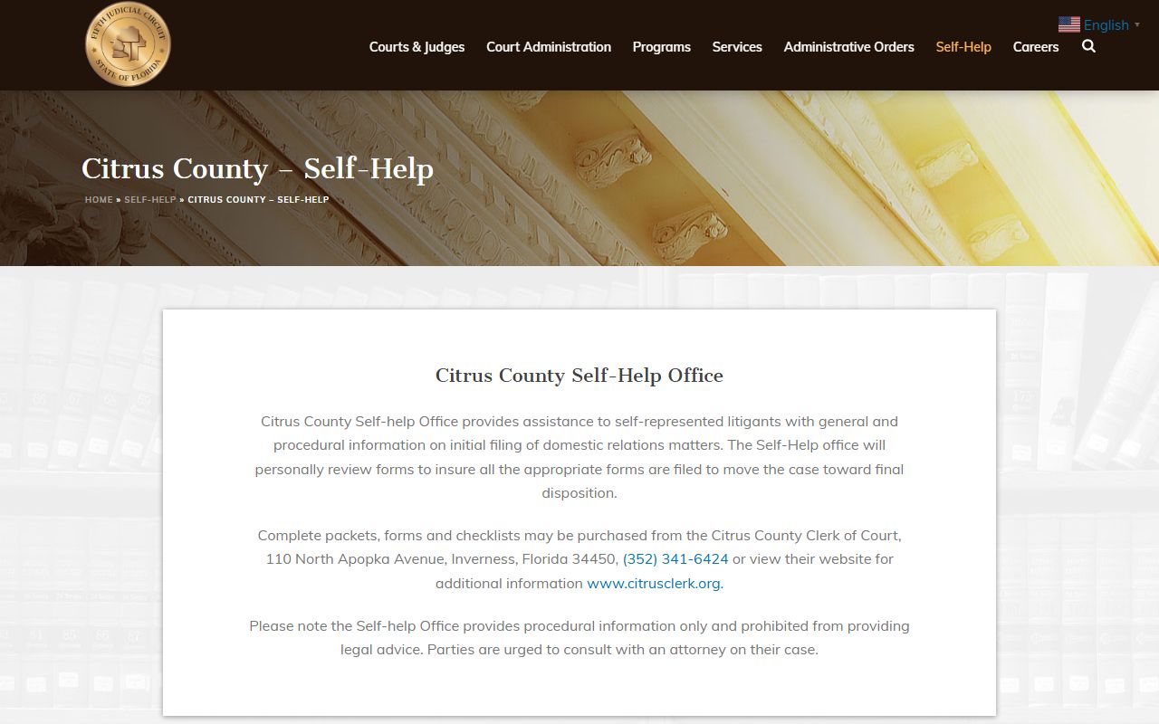 Citrus County dissolution of marriage records source screenshot