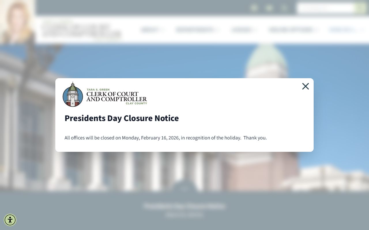 Clay County dissolution of marriage records source screenshot