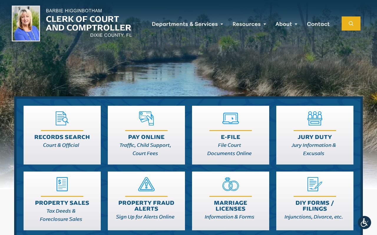 Dixie County dissolution of marriage records source screenshot
