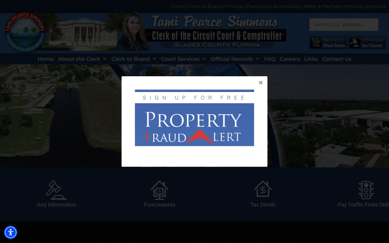 Glades County dissolution of marriage records source screenshot