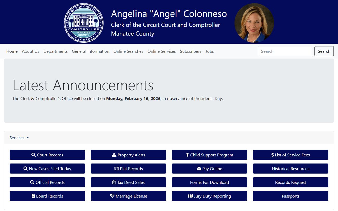 Manatee County dissolution of marriage records source screenshot