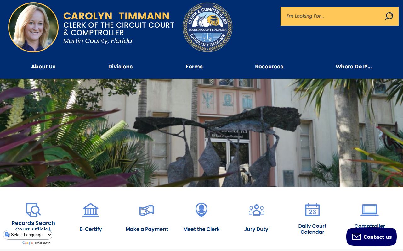 Martin County dissolution of marriage records source screenshot
