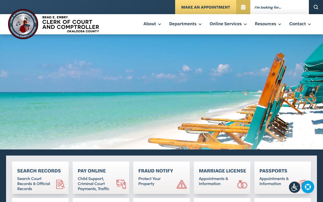 Okaloosa County dissolution of marriage records source screenshot