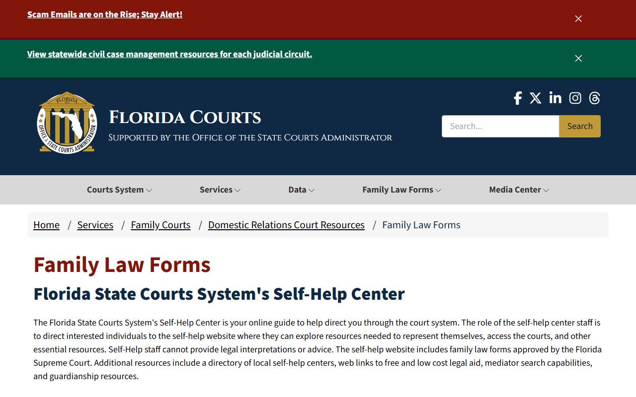 Florida dissolution of marriage records source screenshot