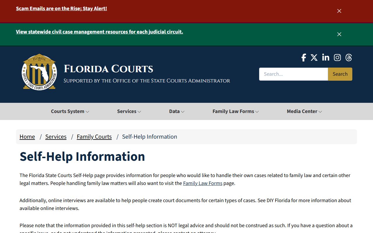Florida dissolution of marriage records source screenshot